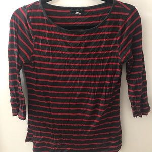 Gray and red striped top